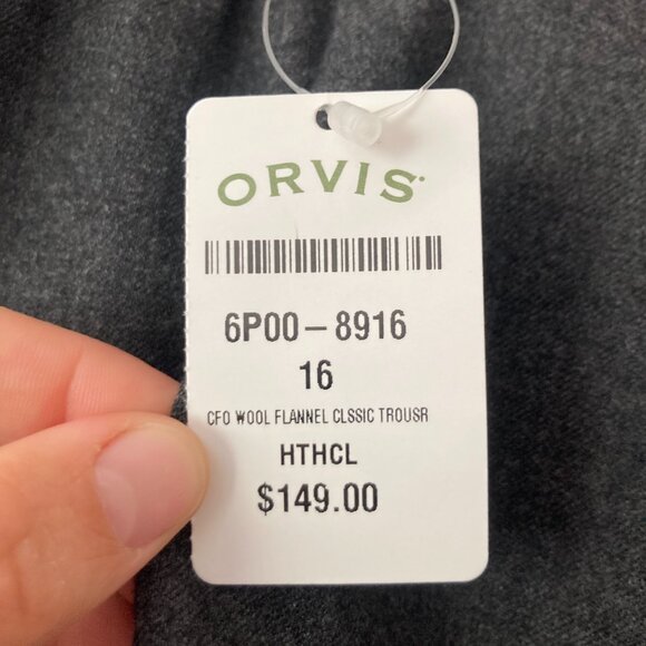 Orvis 100% Wool Flannel Classic Gray Trouser Pants High Rise Minimalist 16 NWT - Picture 11 of 12